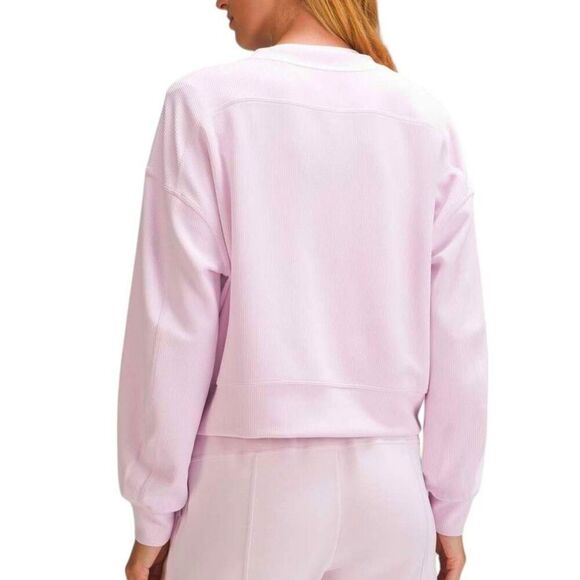 Lululemon Ribbed Softstreme Perfectly Oversized Cropped Crew *Meadowsweet Pink - Picture 3 of 8